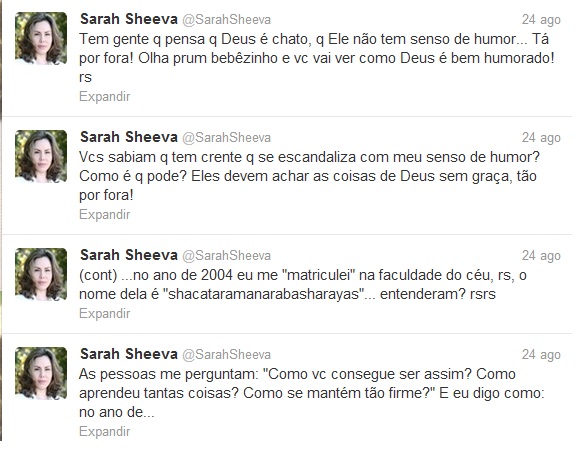 Notícias Gospel Sarah Sheeva escreve em 'línguas estranhas' no Twitter | Noticia Evangélica Gospel 