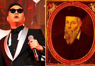 Profecia de Nostradamus ligaria fim do mundo a Psy, de Gangnam Style